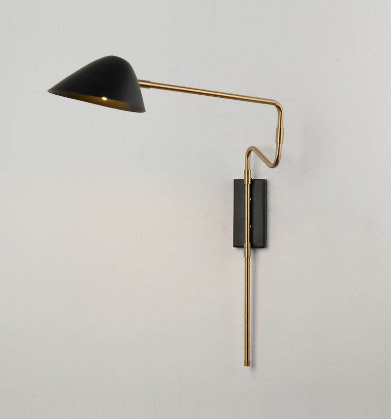 rotatable metal brass black shade wall lamp mounted