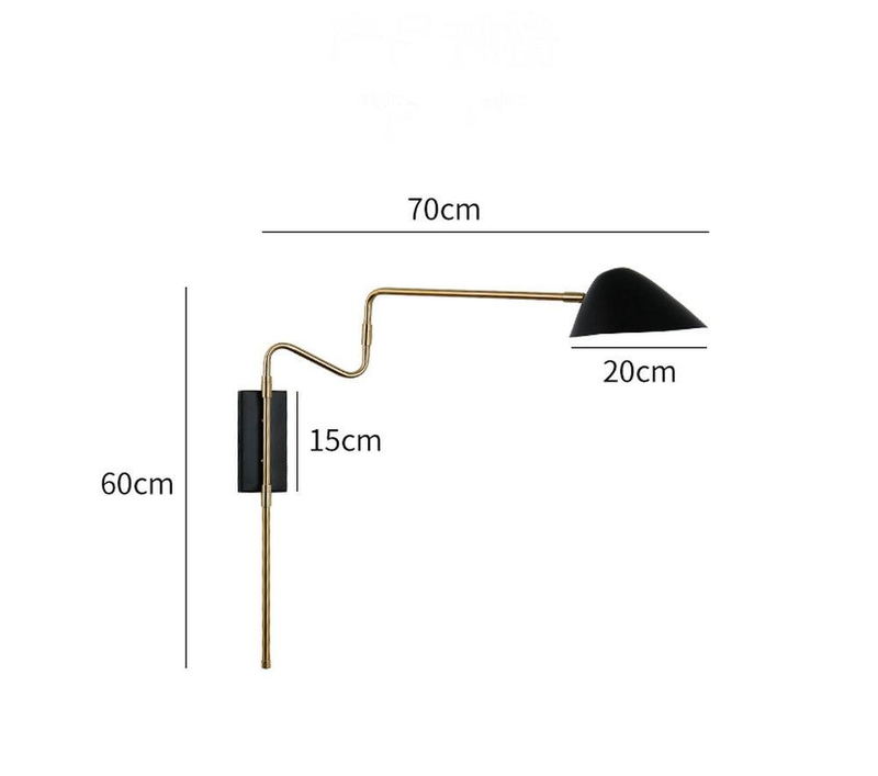 rotatable metal brass black shade wall lamp mounted