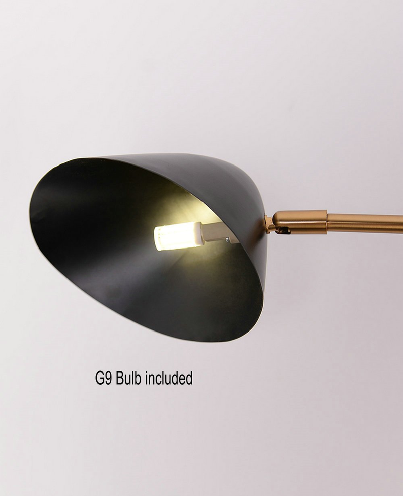 rotatable metal brass black shade wall lamp mounted