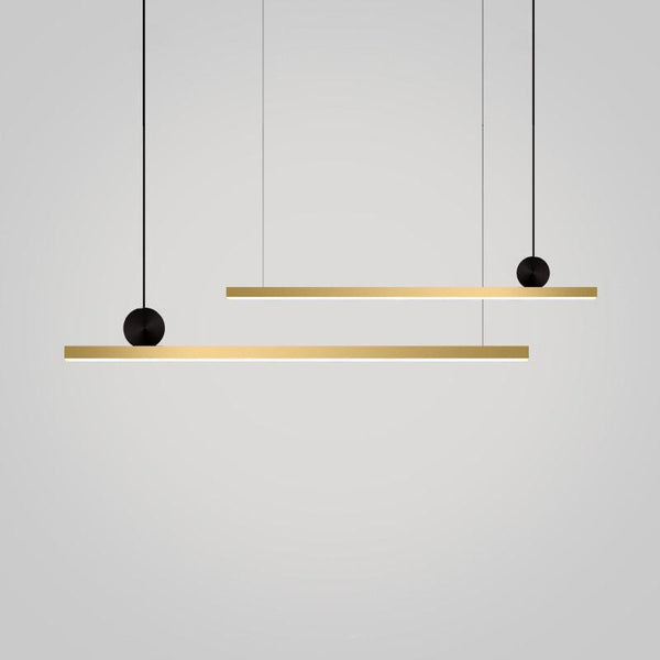 linear copper metal gold LED pendant light