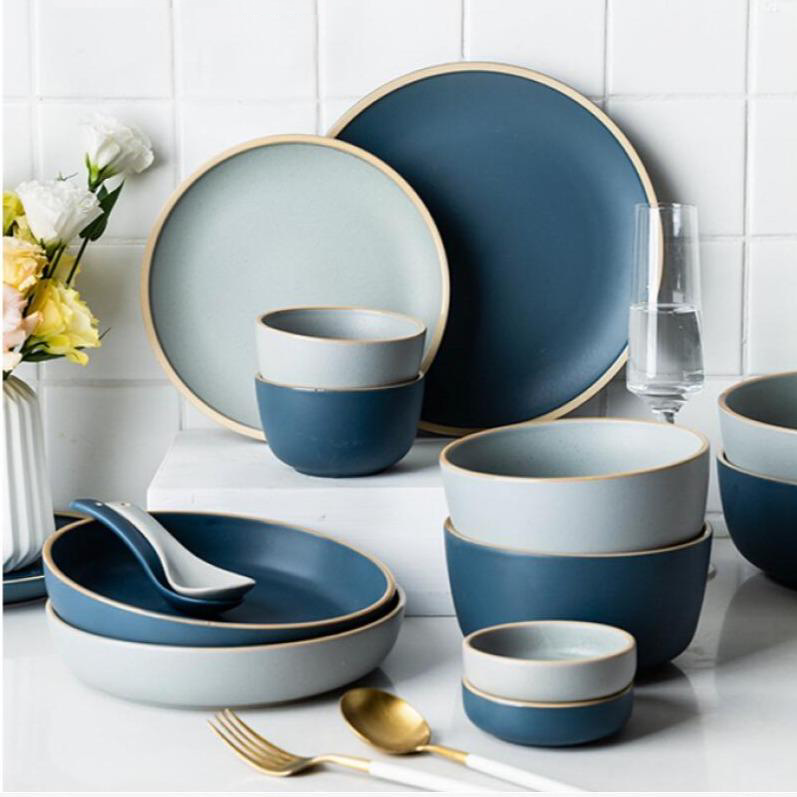 blue tone pastel Dinnerware set