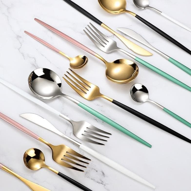 rainbow pastel metal flatware silver gold rose gold black