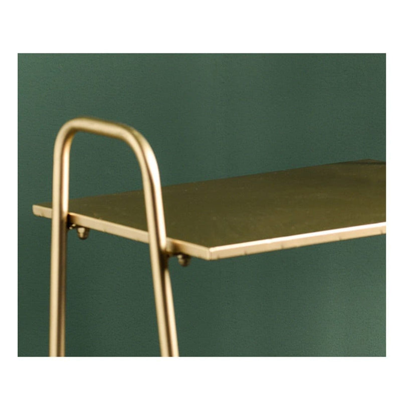 brass tone two level storage side table