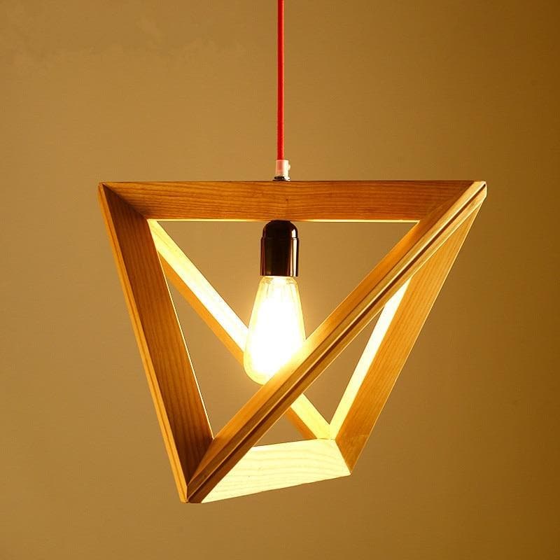 Modern Pendant Light for Bedroom Decor in Wood with LED BulbsWood pendant light ceiling LED light modern home decor