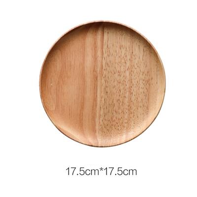 round rubberwood natural brown tray plate