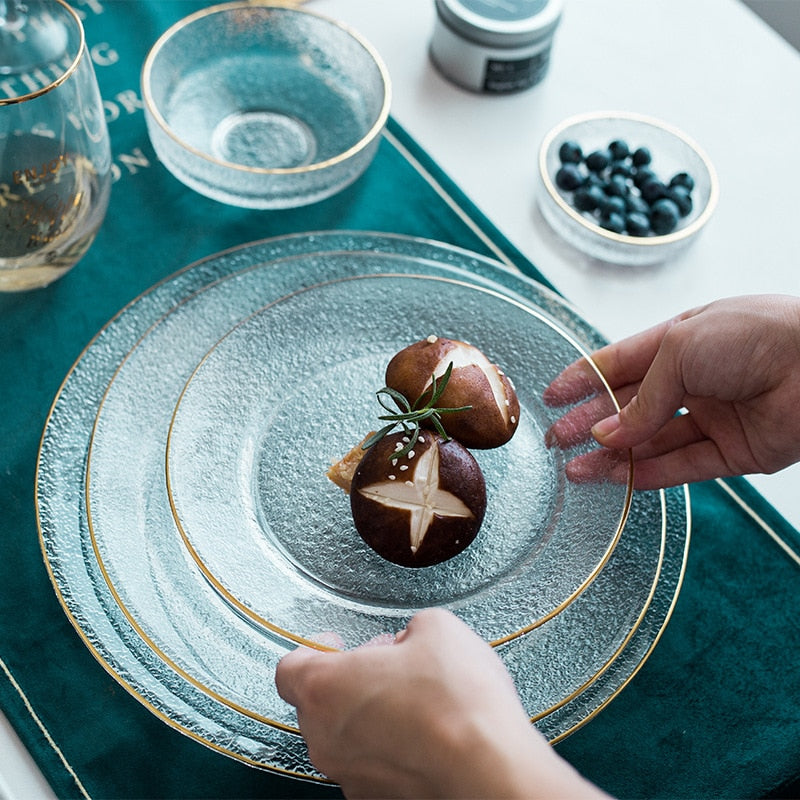 Glass plates with Gold Trim