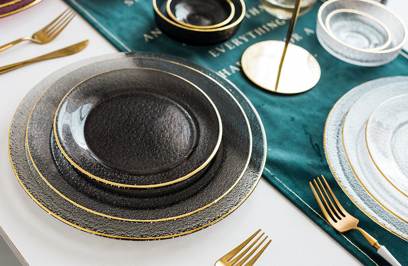 Gold Trim Glass Dinnerware set