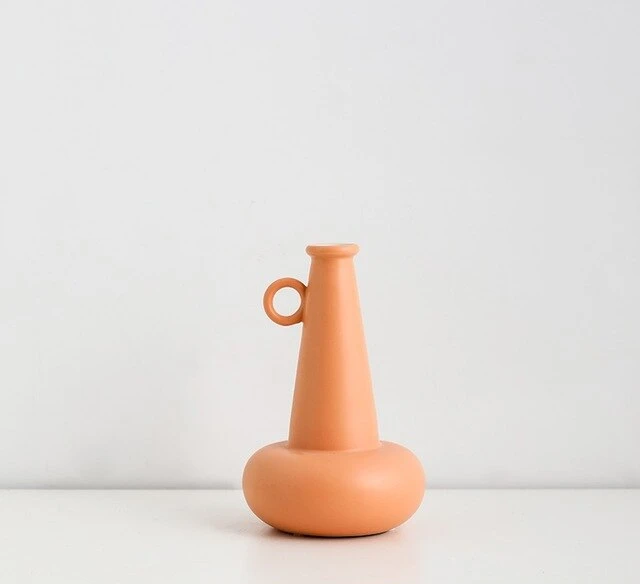 Morandi Ceramic Porcelain Vase in Pastel Colors for Modern Home Decor orange