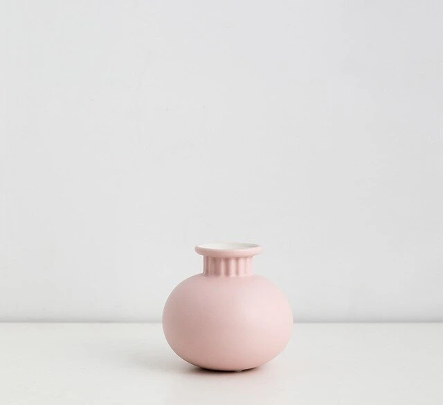 Morandi Ceramic Porcelain Vase in Pastel Colors for Modern Home Decor pink