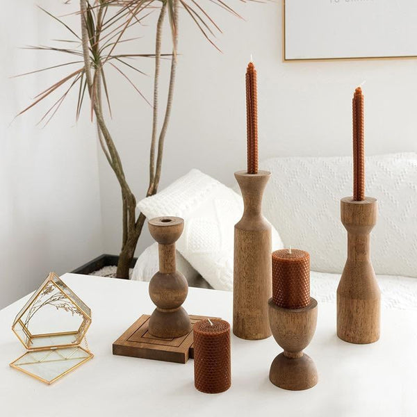 Conga Wooden Candle Holder