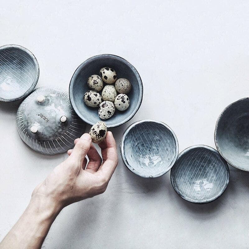 Japanese Porcelain Bowls for Modern Kitchen and Home Decor blue gray