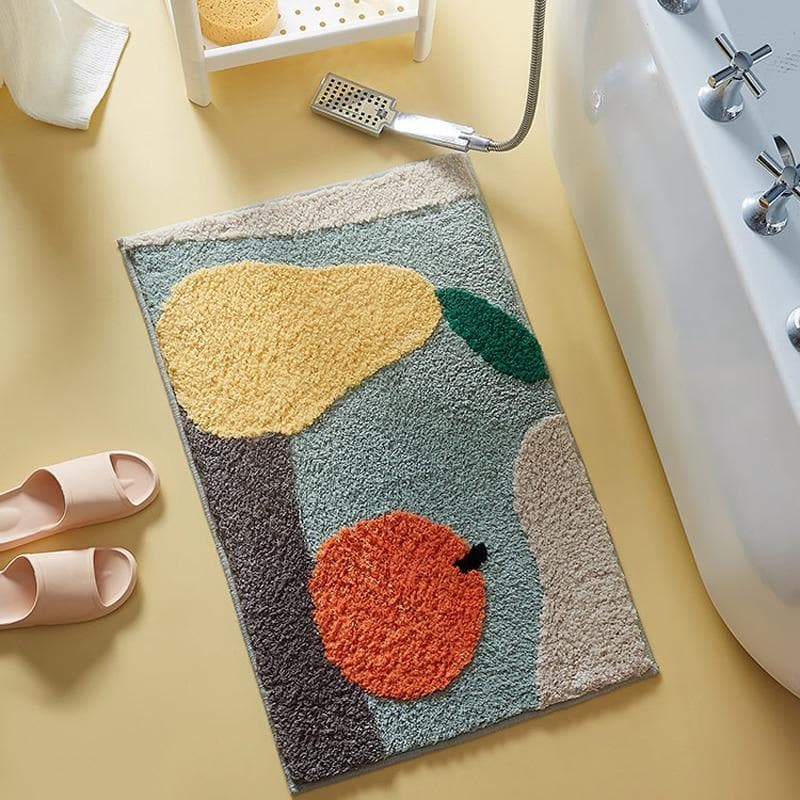 Abstract Art and Colorful Fruit Bath Mats for Modern Room and Home Decor