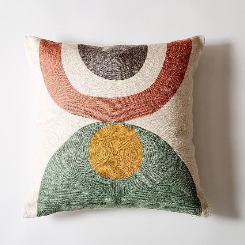 square embroidered abstract pattern colorful cushion cover