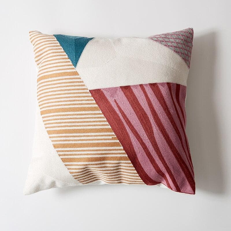 square embroidered abstract pattern colorful cushion cover