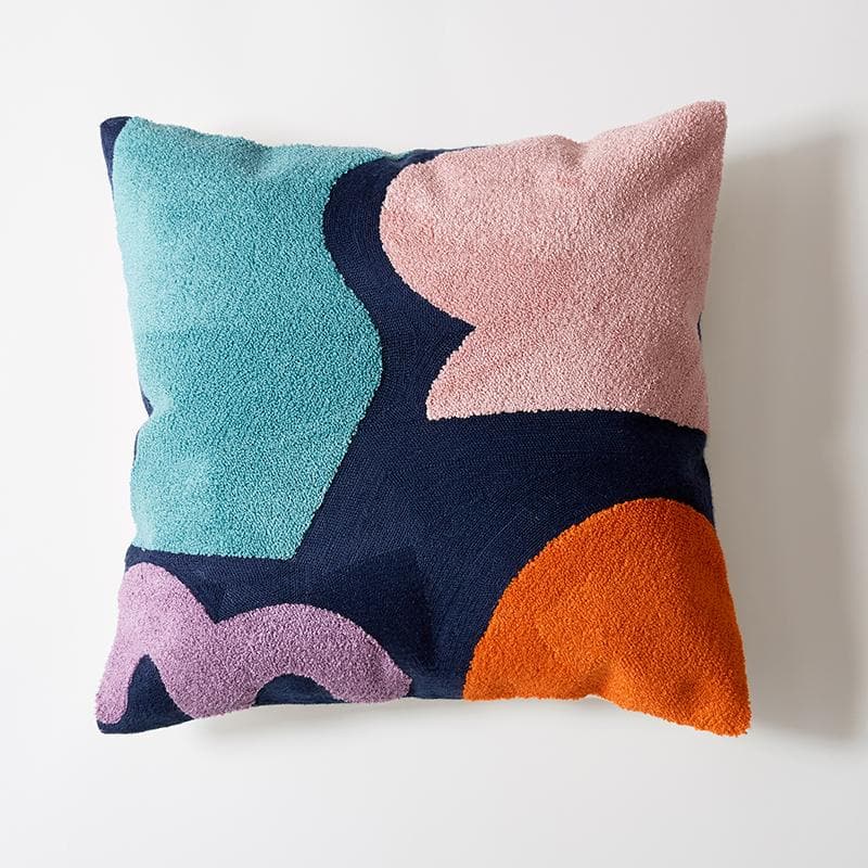 square embroidered abstract pattern colorful cushion cover