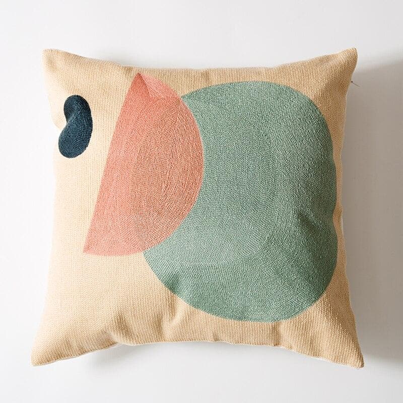 square embroidered abstract pattern colorful cushion cover