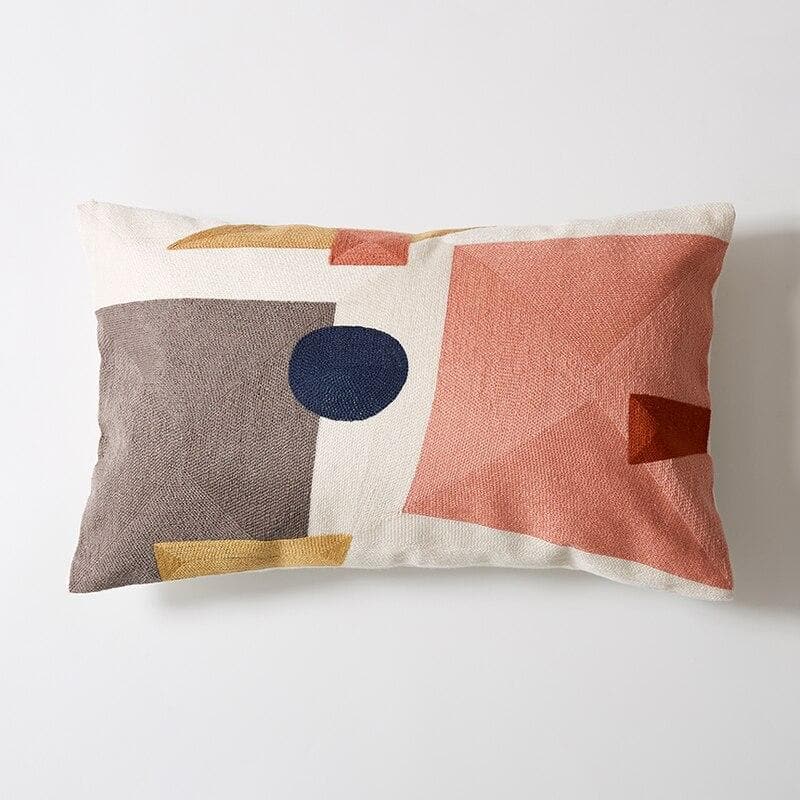 square embroidered abstract pattern colorful cushion cover