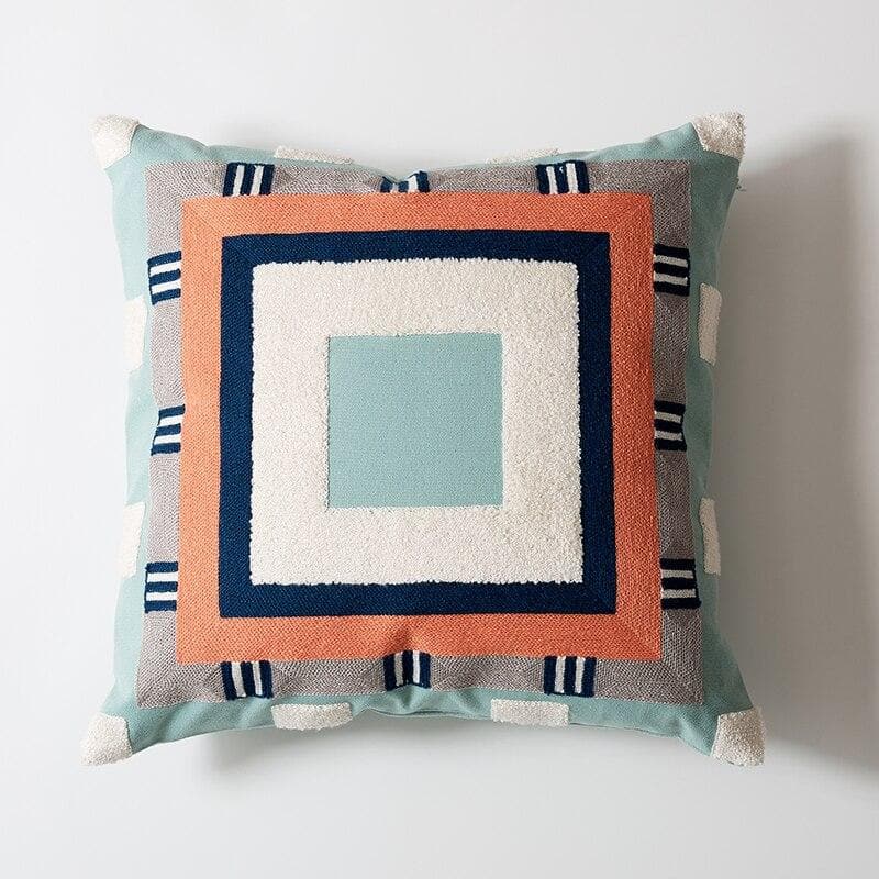 square embroidered abstract pattern colorful cushion cover