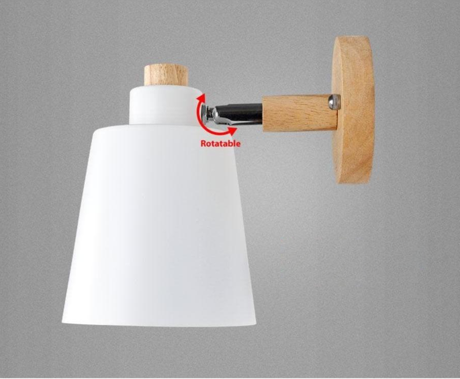 Wood & white Metal Reading Lamp with Plug Cord Installation white