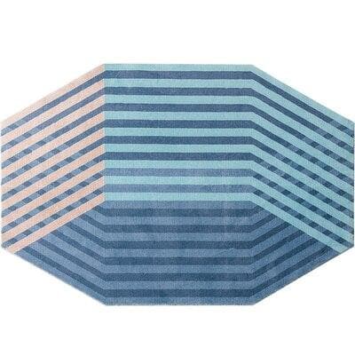 Modern Geometric Pattern Rug in Pastel Colors Blue Pink Aqua