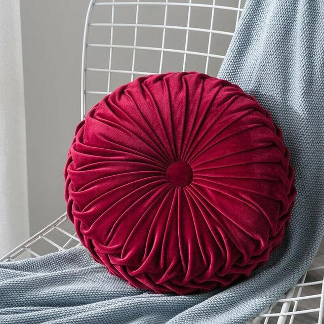 round Velvet cover with a pleated design floor cushion cover