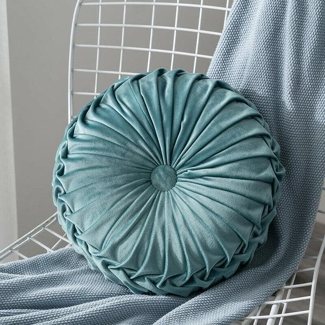 round Velvet cover with a pleated design floor cushion cover