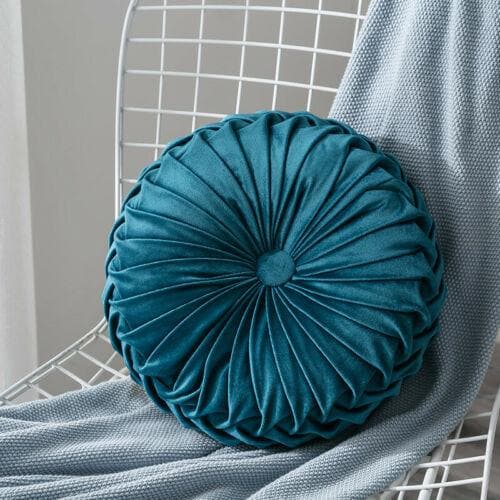 round Velvet cover with a pleated design floor cushion cover