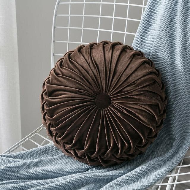 round Velvet cover with a pleated design floor cushion cover