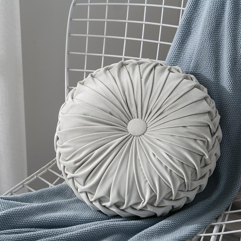 round Velvet cover with a pleated design floor cushion cover