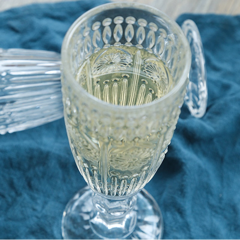 Vintage Embossed Goblets & Champagne Glass