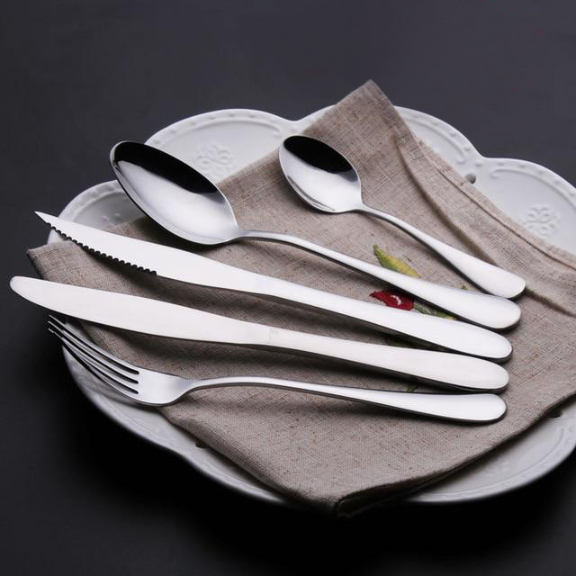 Classic Silver Stainless Steel  Flatware Set knife fork spoon