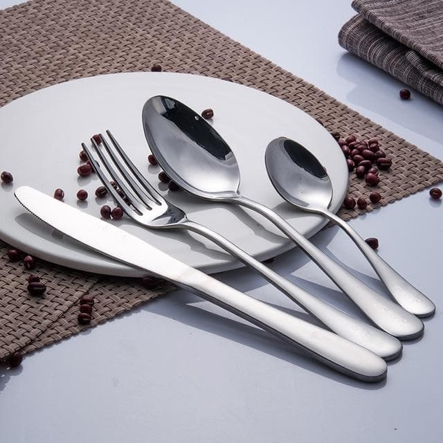 Classic Silver Stainless Steel  Flatware Set knife fork spoon