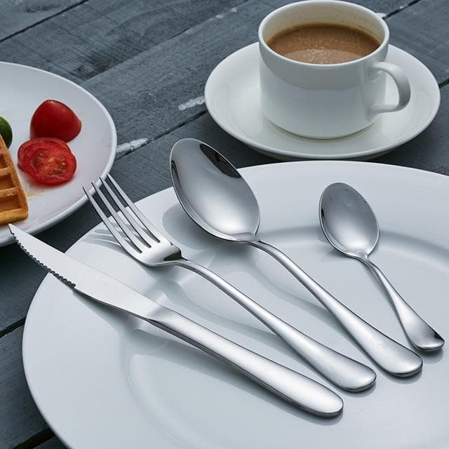 Classic Silver Stainless Steel  Flatware Set knife fork spoon