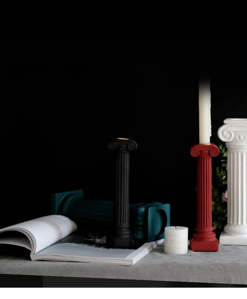 Roman Venus Column Ceramic Candle Holders in White Black Green and Red