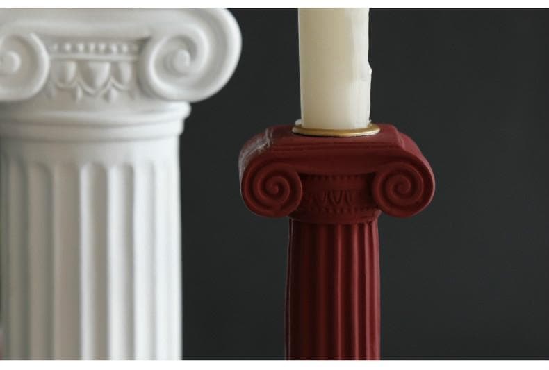 Roman Venus Column Ceramic Candle Holders in White Black Green and Red