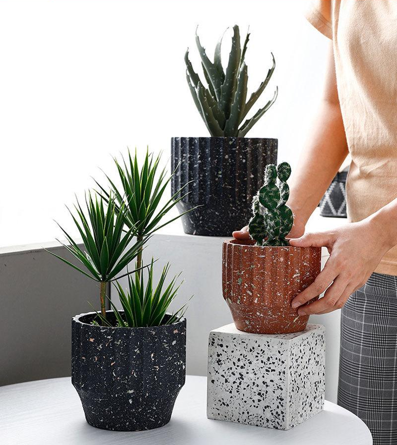 organic paint splatter cement planter