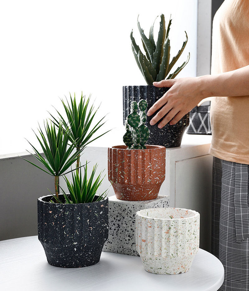 organic paint splatter cement planter