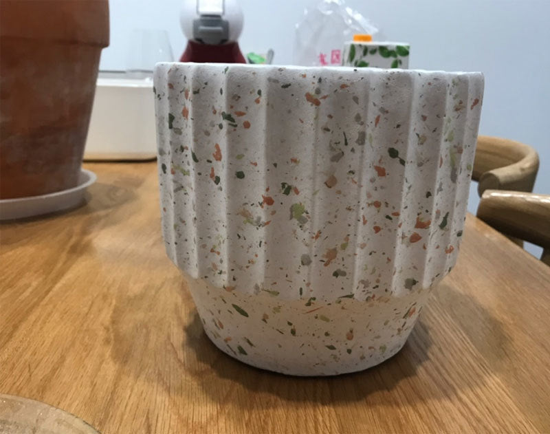 organic paint splatter cement planter