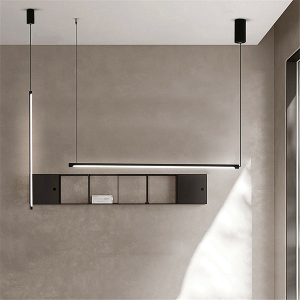 linear metal glass light beam LED pendant light