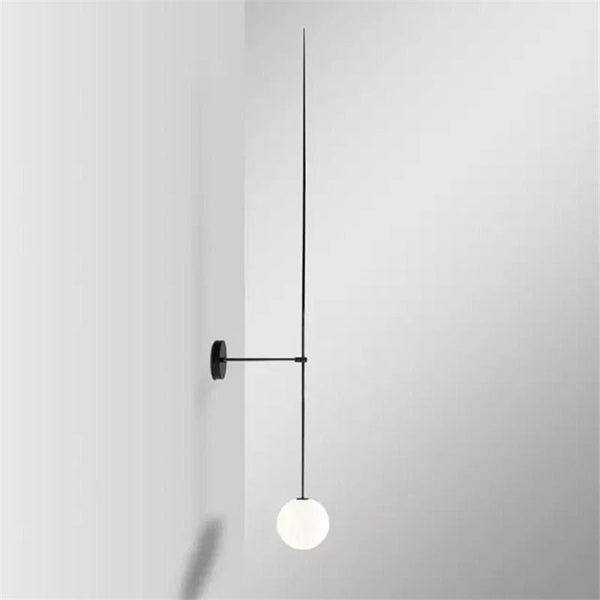 Black iron wall lamp with slim rod