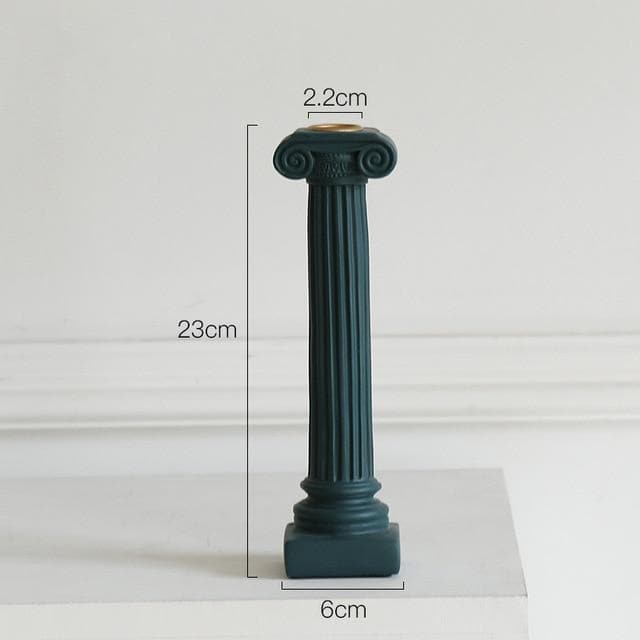 Roman Venus Column Ceramic Candle Holders in Green