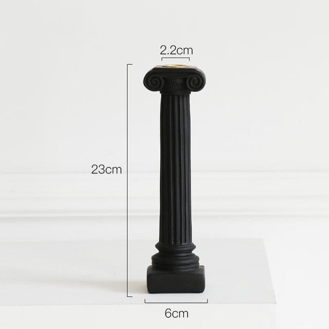 Roman Venus Column Ceramic Candle Holders in Black