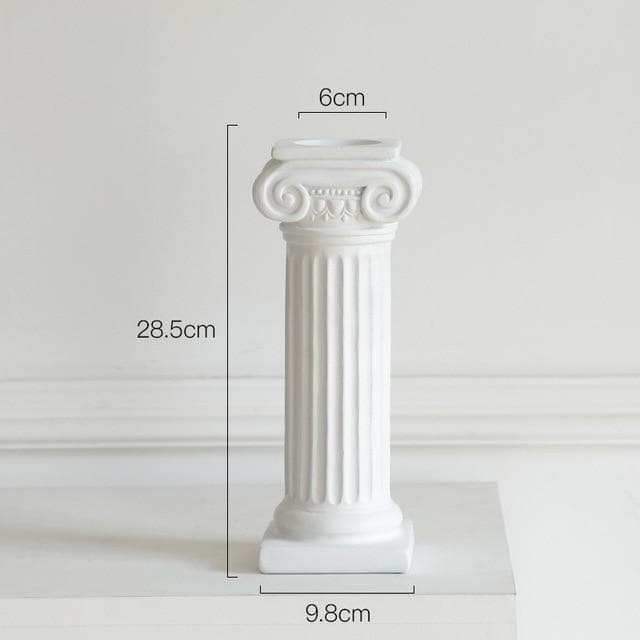 Roman Venus Column Ceramic Candle Holders in White