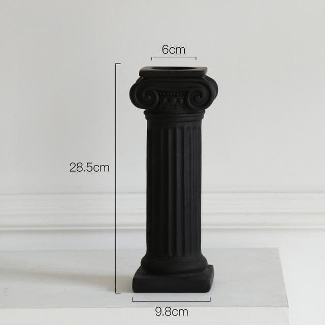 Roman Venus Column Ceramic Candle Holders in Black