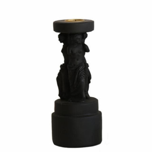 Roman Venus Column Ceramic Candle Holders in Black