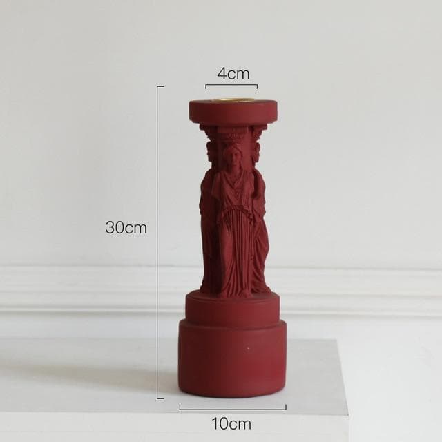 Roman Venus Column Ceramic Candle Holders in Red