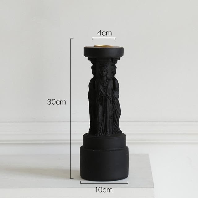 Roman Venus Column Ceramic Candle Holders in Black