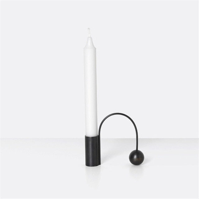 cylinder with sphere end handle brass silver black candle holder