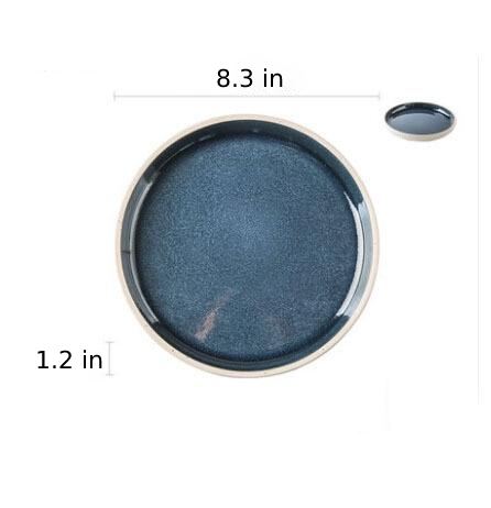 round blue ceramic plate