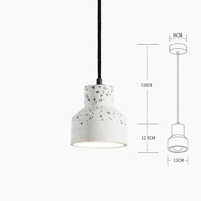 small round cone stone concrete metal paint splatter  pendant light